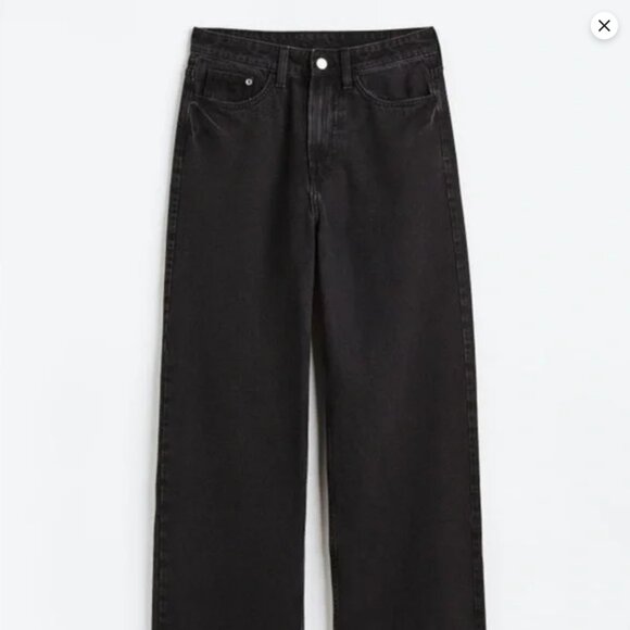 H&M &Denim Ultra High Waist Black Straight-Leg Jeans - Picture 15 of 16